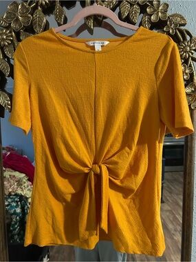 POPSUGAR Mustard Tie Front Shirt